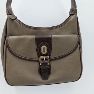 CL America Vintage Taupe Brown Leather Crossbody Shoulder Bag Buckle Logo Mixed